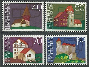 Лихтенштейн, 1975, Памятники архитектуры, 4 марки